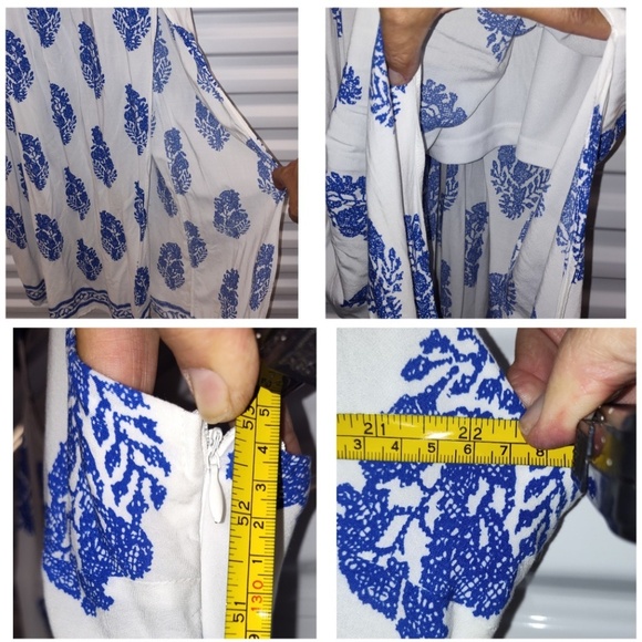 Fashion Nova Holy Slit Maxi Sundress Embroidered Waist Ivory/Royal Women's US 2X - Picture 6 of 7